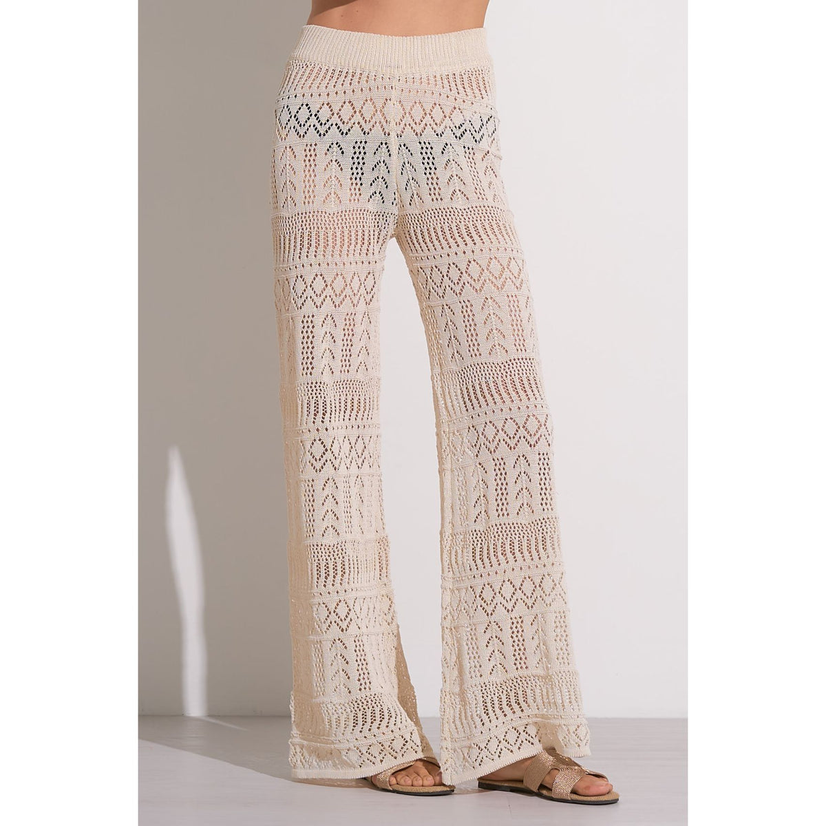 Crochet Cutout Loose Wide Leg Woven Pants