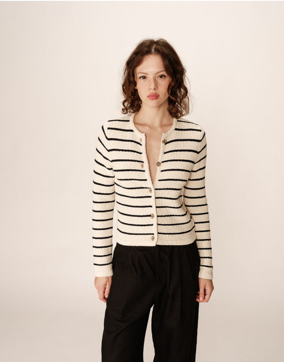Paca Beige Striped Cardigan - Romantiques