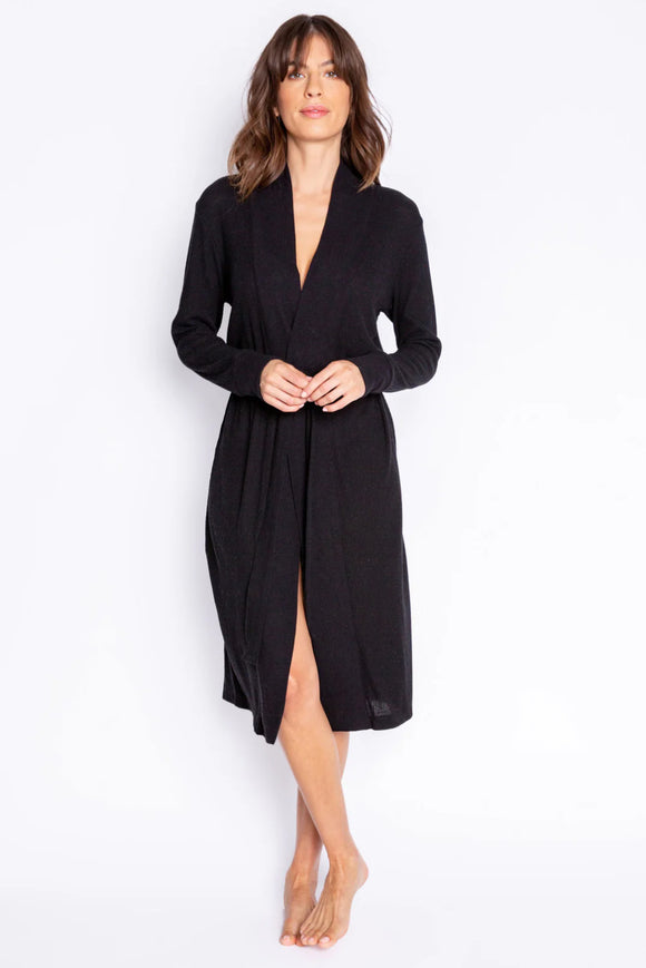 Textured Essential Robe in Black - Romantiques