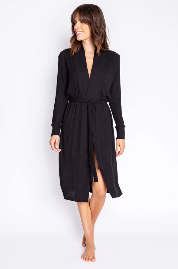 Textured Essential Robe in Black - Romantiques