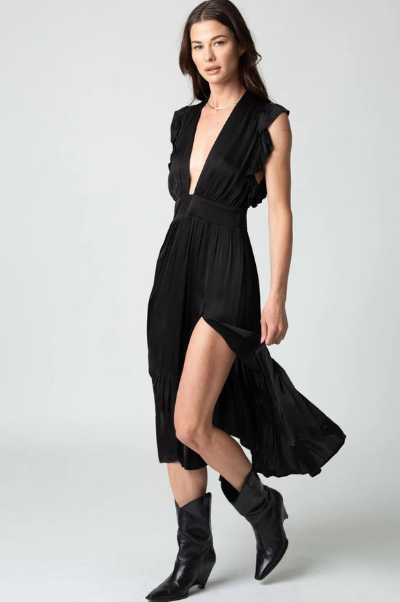 Jessie Midi Dress in Black - Romantiques