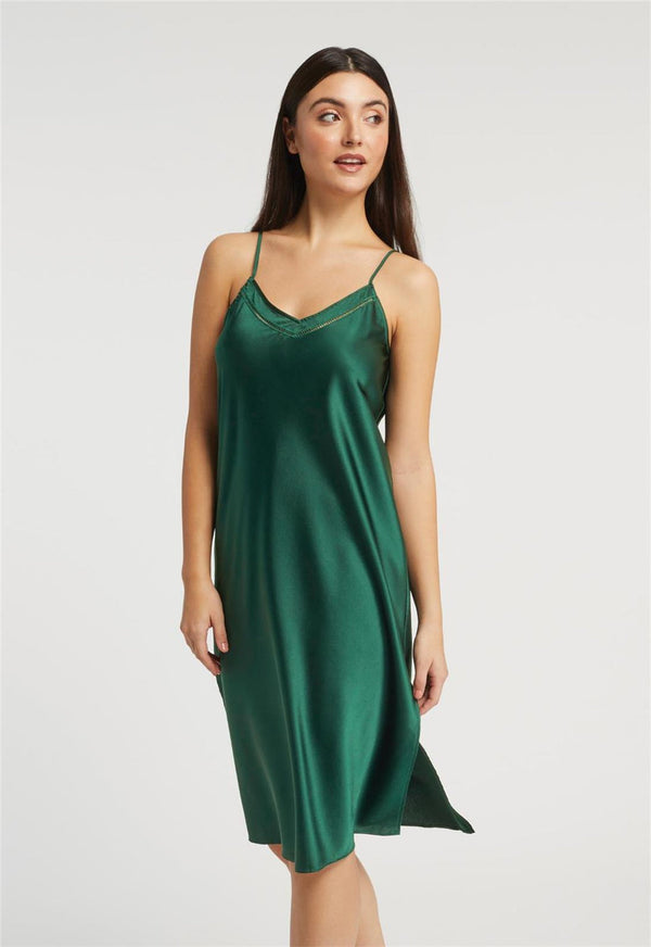 V-Neck Silk Chemise with Pockets