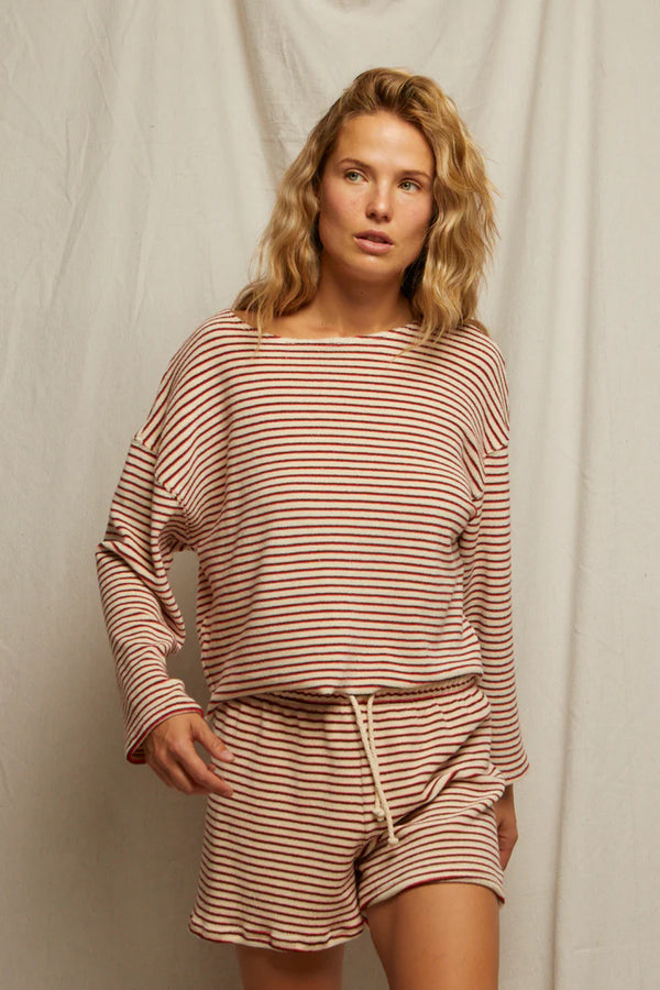 Jace loop terry stripe short poppy stripe - Romantiques