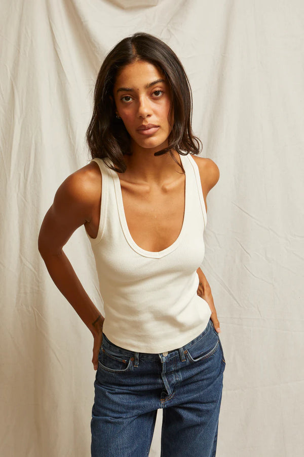 Maria V-Tank In Bright Ivory - Romantiques