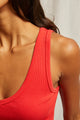 Maria Structured Rib V-Tank In Poppy Red - Romantiques