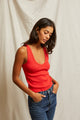 Maria Structured Rib V-Tank In Poppy Red - Romantiques