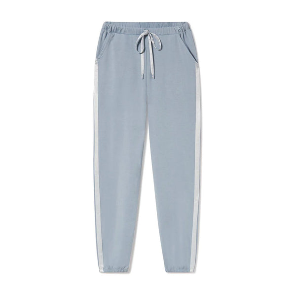 Blair French Terry Sweat pant with Satin Trim in Morning Blue