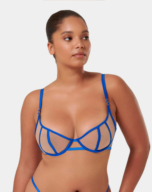 Etta Wired Bra in Egyptian Blue/Sheer