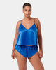 Faye Luxury Satin Cami Top and Short Set Egyptian Blue