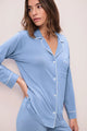 Eberjey Gisele Long PJ Set in Wedgewood Blue & Ivory