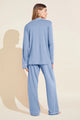 Eberjey Gisele Long PJ Set in Wedgewood Blue & Ivory