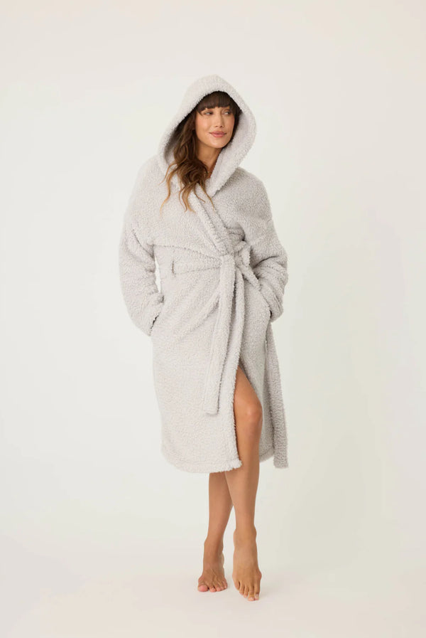 Teddy Bear Plush Robe in Grey