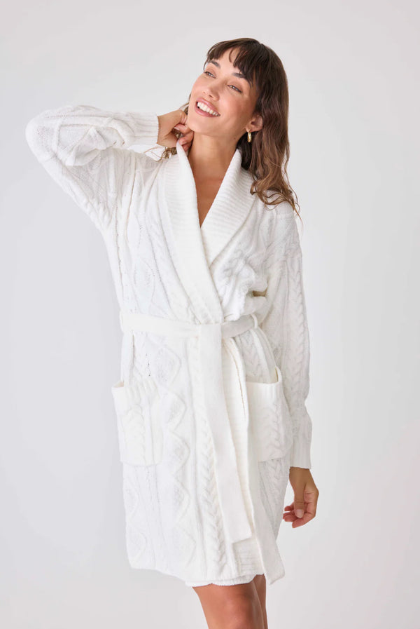 Cable Knit Robe in Ivory