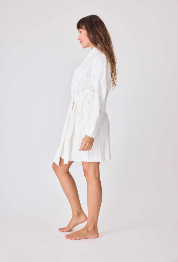 Cable Knit Robe in Ivory