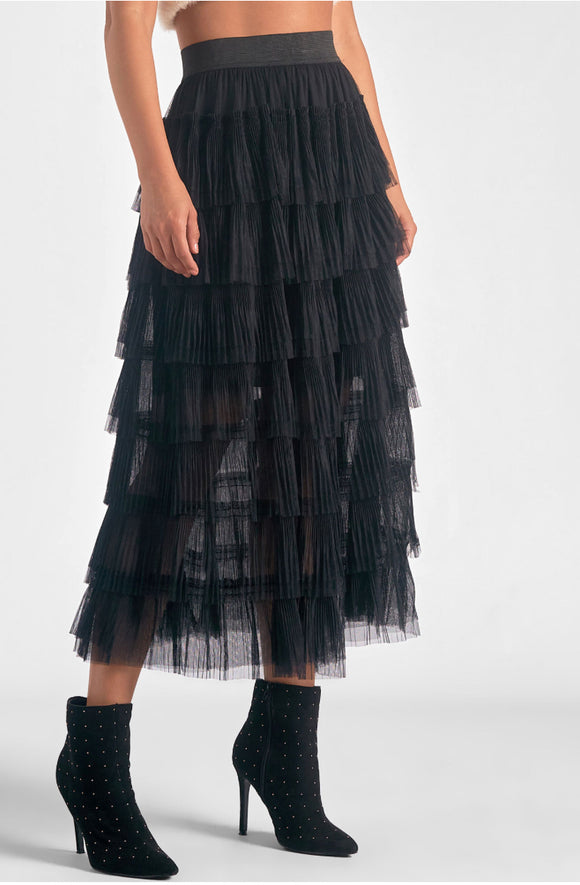 Mela Tulle Maxi Skirt in Black