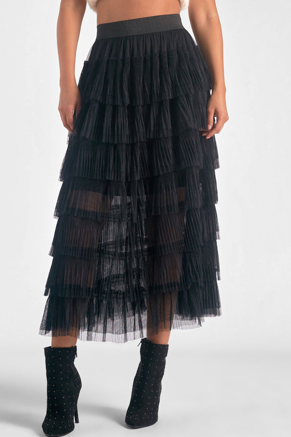 Mela Tulle Maxi Skirt in Black