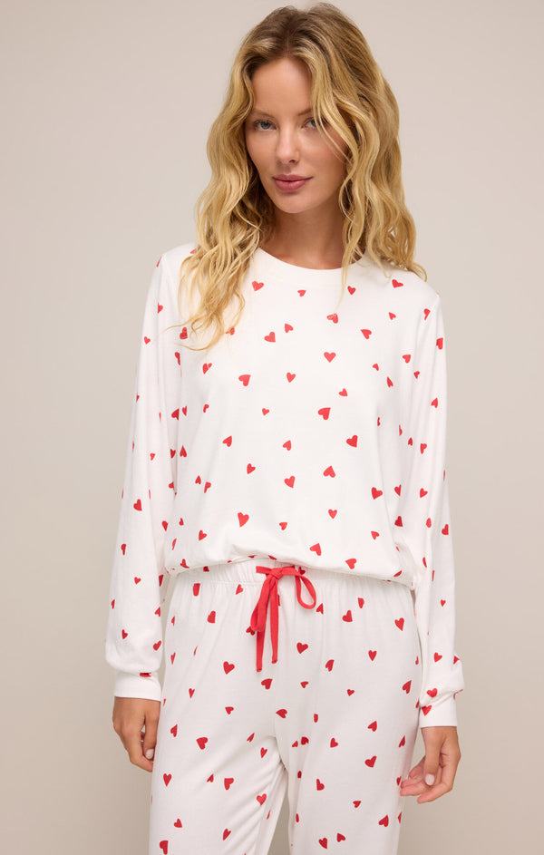 Classic Heart Long Sleeve Top in Rendezvous Red/Ivory