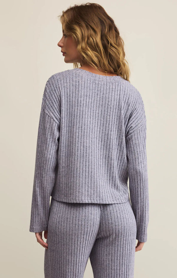 Valentina Rib Long Sleeve in Worn Blue