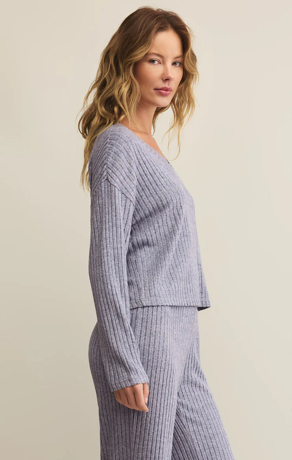 Valentina Rib Long Sleeve in Worn Blue