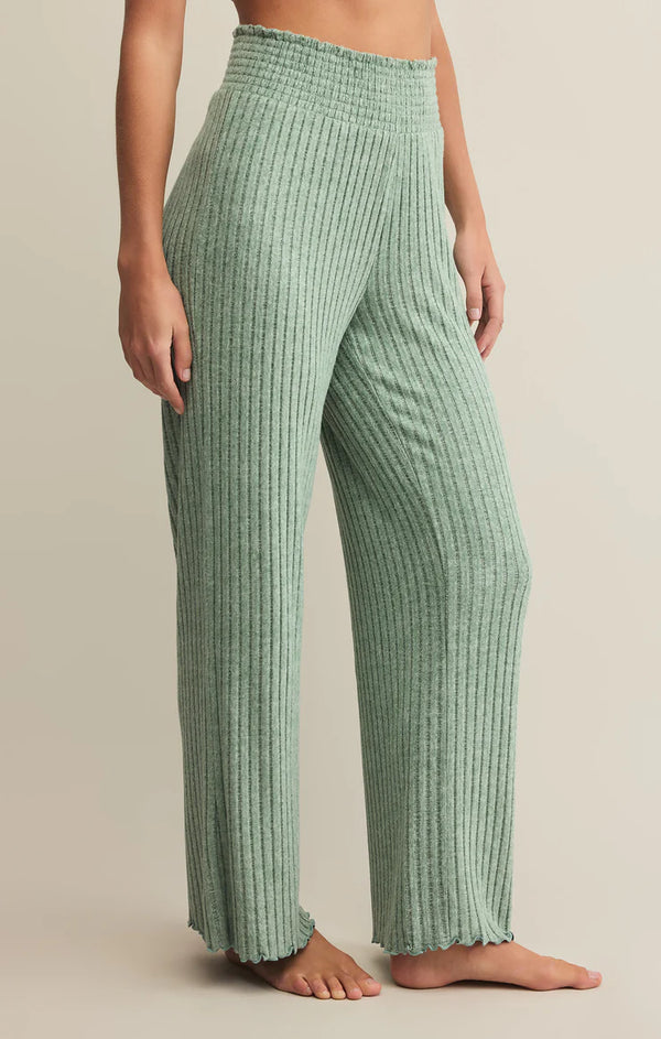 Dawn Smocked Rib Pant in Botanical Green