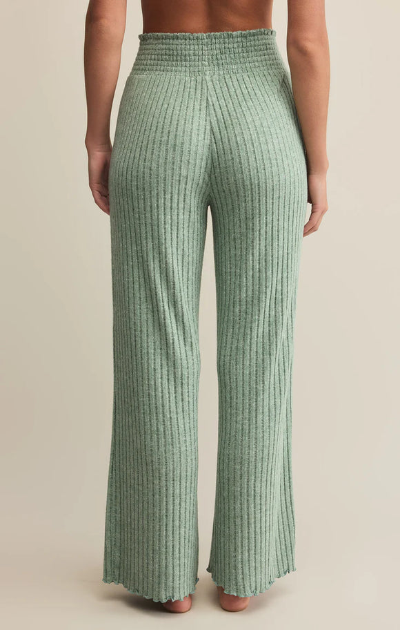 Dawn Smocked Rib Pant in Botanical Green