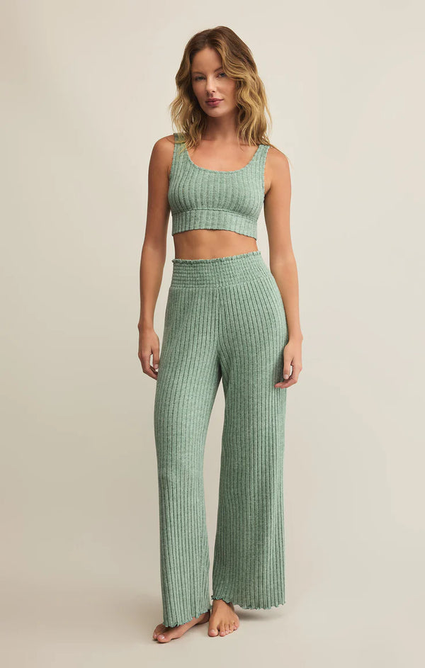 Dawn Smocked Rib Pant in Botanical Green