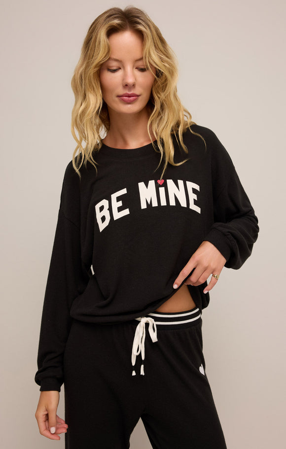 Be Mine Long Sleeve Top in Black