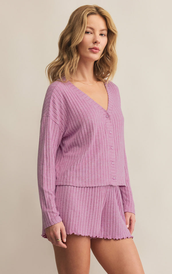 Mara Long Sleeve Cardigan in Violet Gem