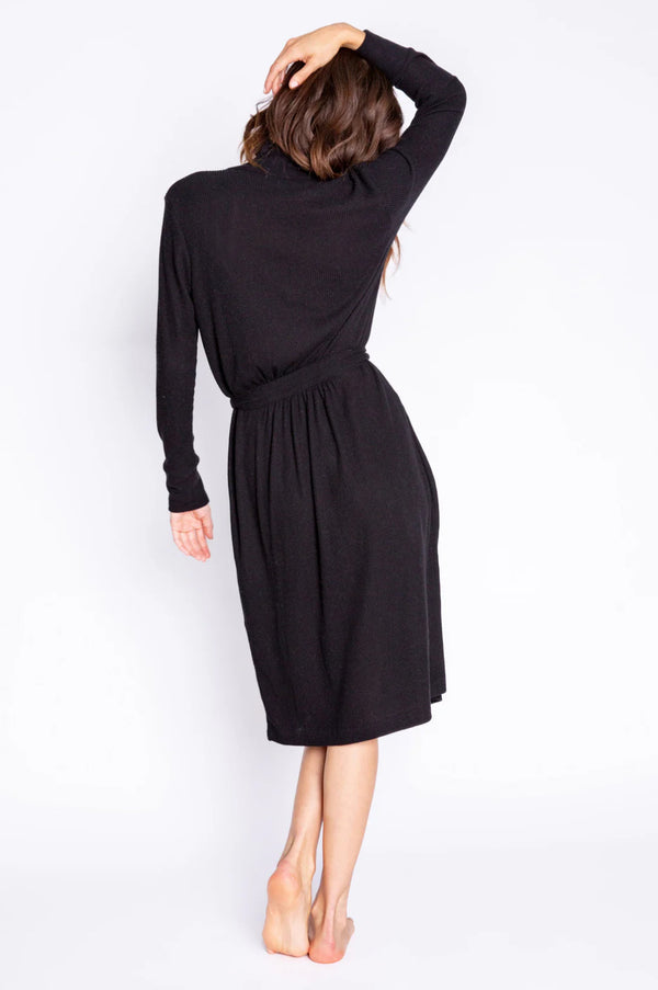 Textured Essential Robe in Black - Romantiques