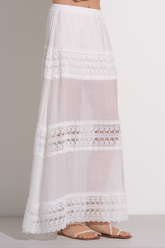 Mari Crochet Maxi skirt in White