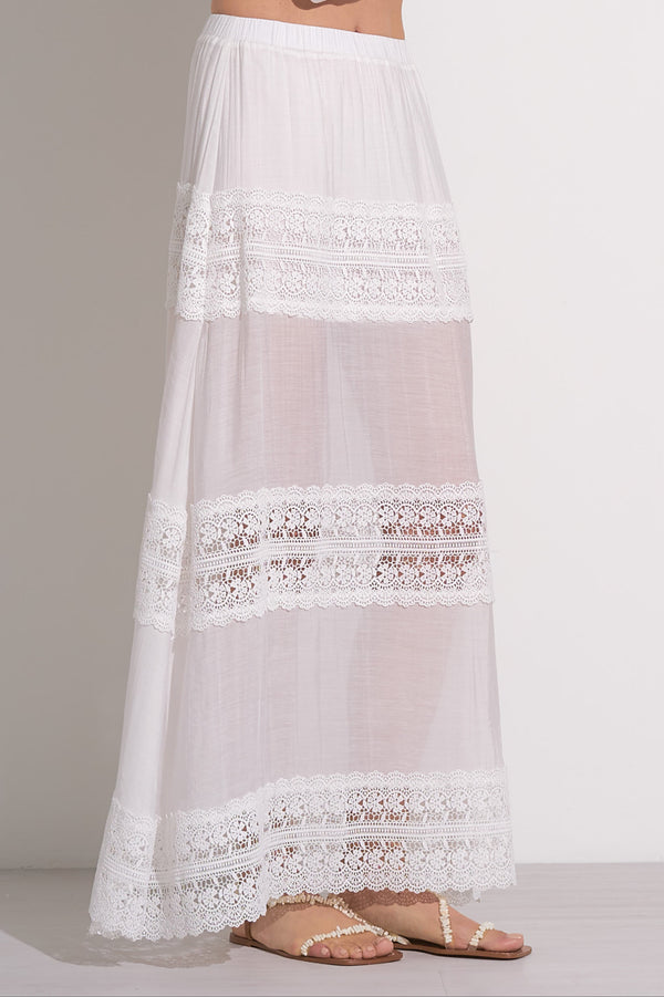 Mari Crochet Maxi skirt in White