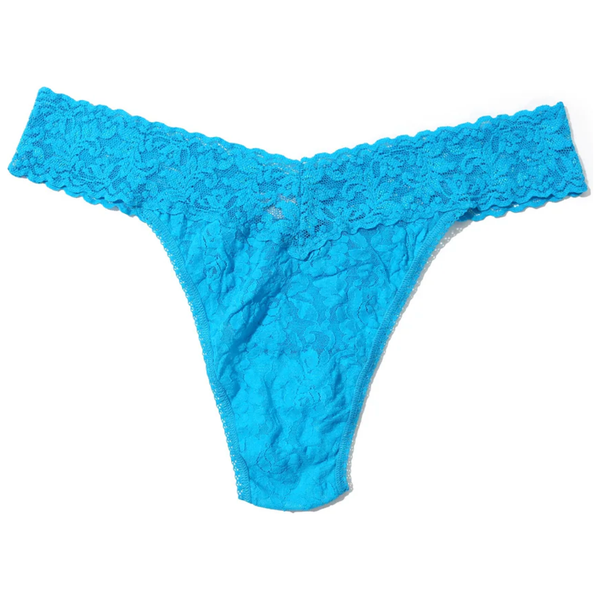 Hanky Panky Signature Original Rise Lace Thong in Ocean Eyes  Blue