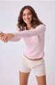 Back to Basics Pointelle Long Sleeve Top in Pink