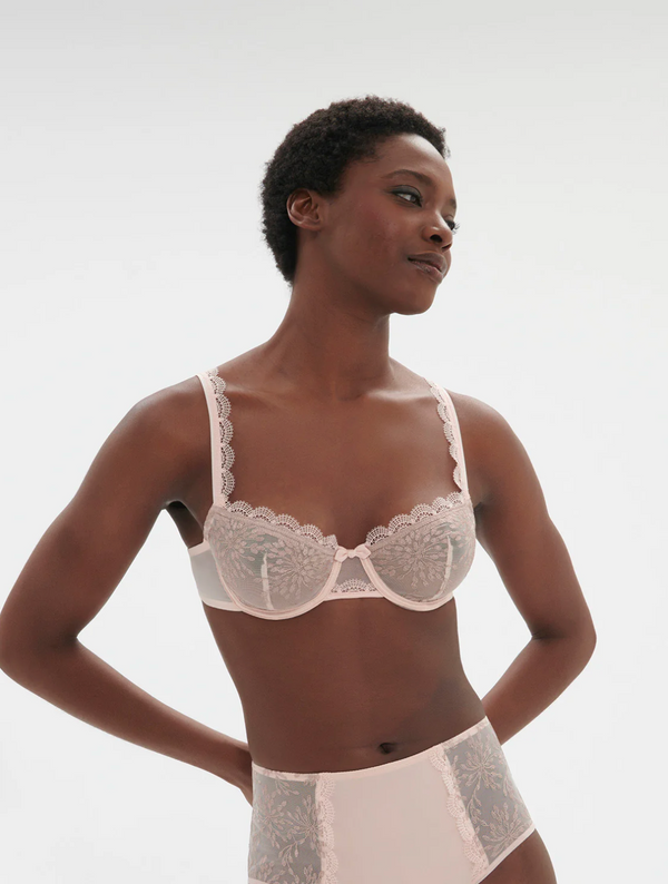 Simone Perele Singuliere Sheer Demi Bra in Petal Powder