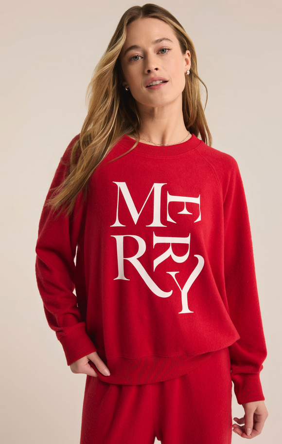 Cassie Merry Long Sleeve Top in  Haute Red