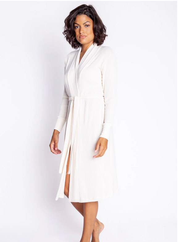 Textured Essentials Robe in Stone