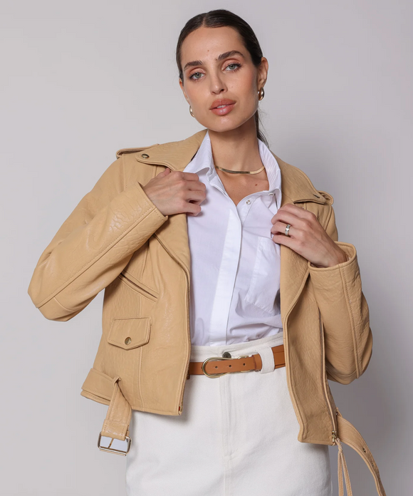 Asher Leather Jacket in Tan