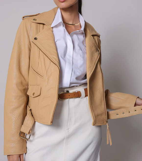 Asher Leather Jacket in Tan