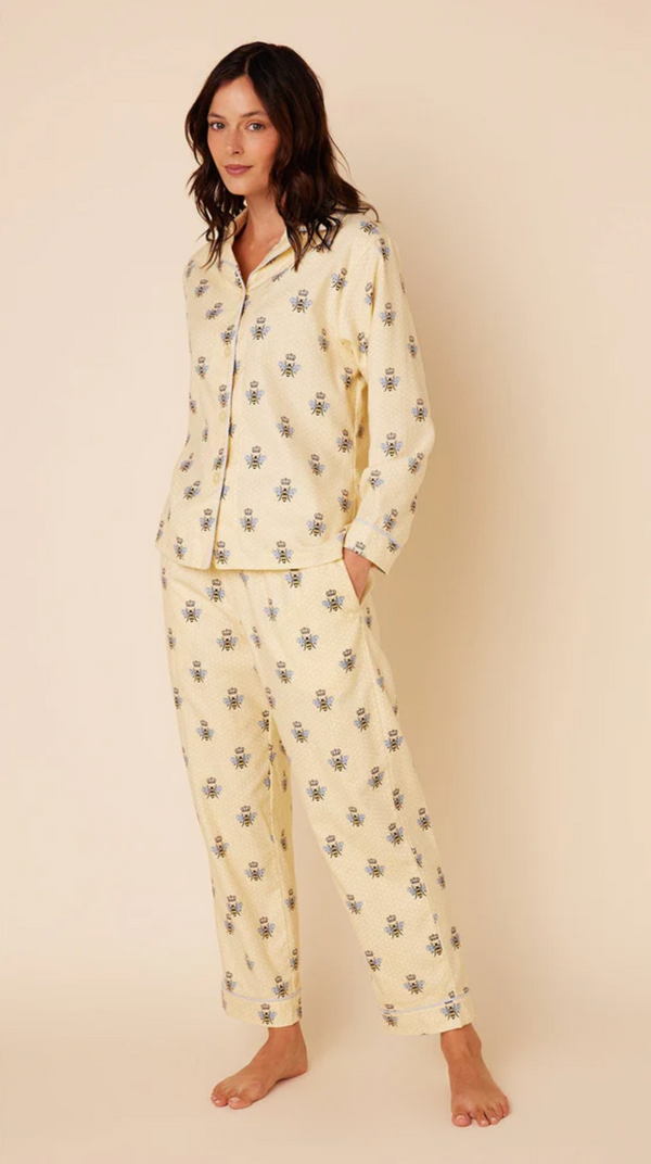 Queen Bee Flannel Pajama Set in Honey