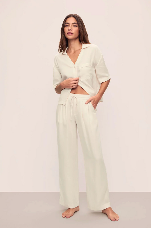 Tencel Woven Relaxed Pant in Ecru - Romantiques