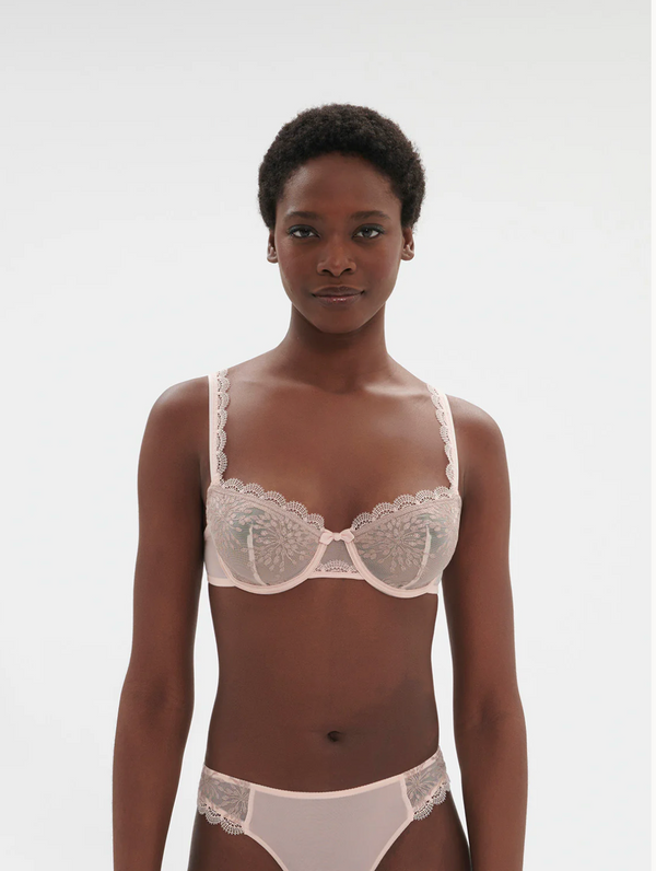 Simone Perele Singuliere Sheer Demi Bra in Petal Powder