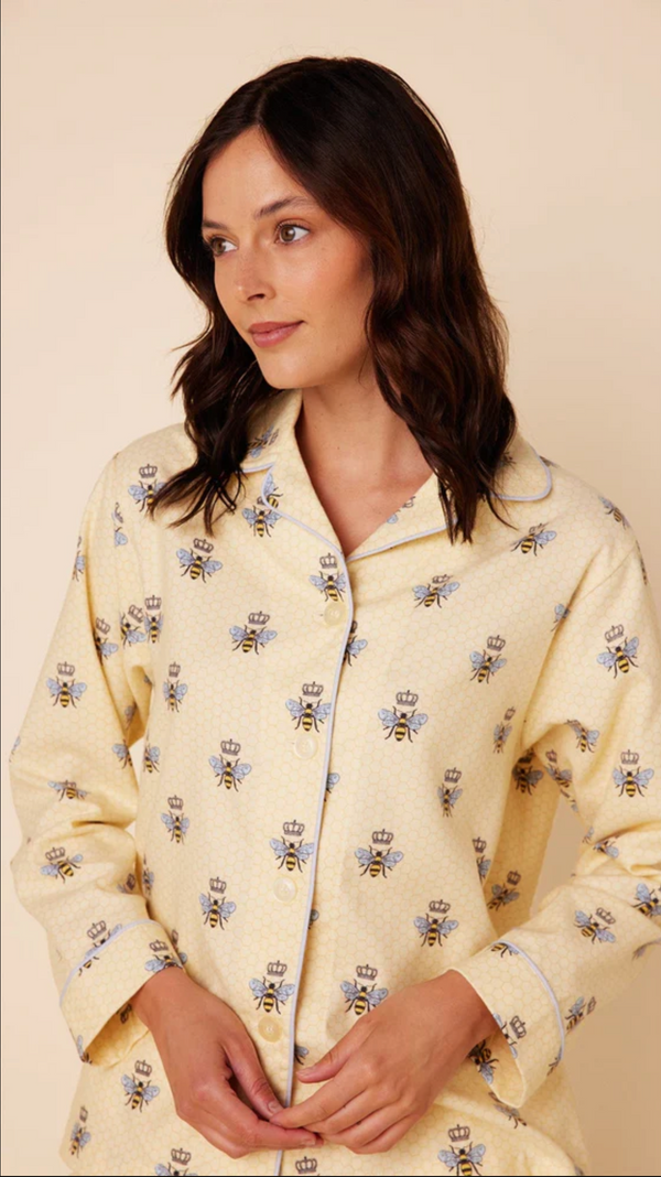 Queen Bee Flannel Pajama Set in Honey