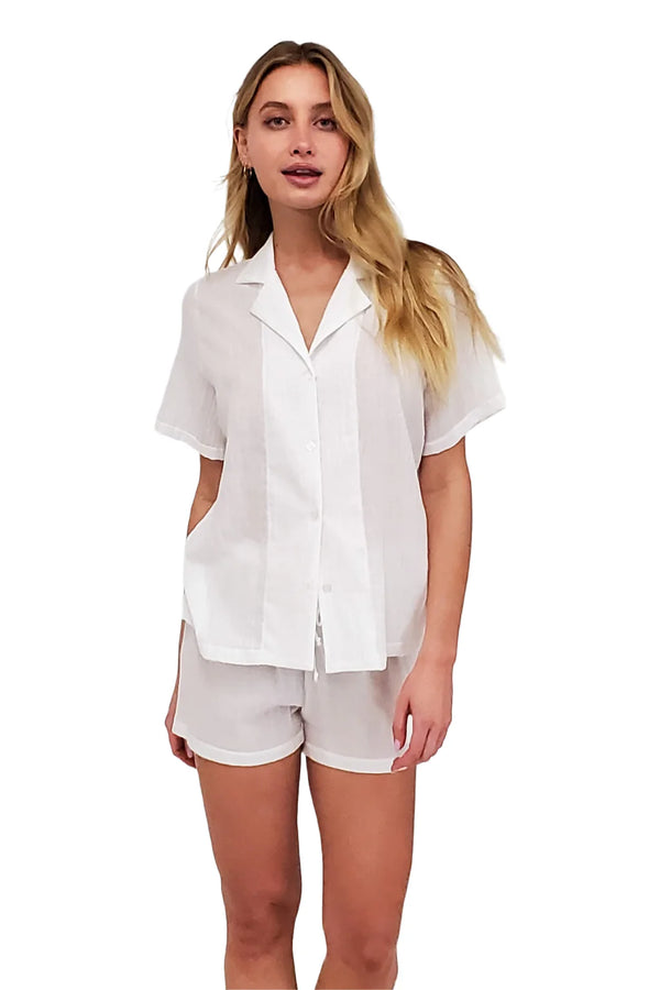 Voile Pj Short Set in White
